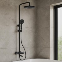 50502203B FRIDA Душова система з виливом і термостатом д/душа, чорний матовий (1 сорт) Devit фото 2