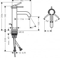 73310670 HG Tecturis S Змішувач для раковини з д/к, чорний матовий (1 сорт) HANSGROHE фото 1