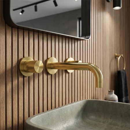 40538OPPO2AEU AQUA Зовнішня частична змішувача для раковини на 220 мм вилив, золото матовий (1 сорт) Bongio