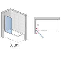 SOEB107500607 BlackLine SOLINO Одностворкова шторка для ванни, скло прозоре, проф.чорний мат (1 сорт SanSwiss фото 1