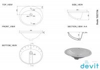 1522136 OVALE Раковина без донного клапана 555*485 (1 сорт) Devit фото 2