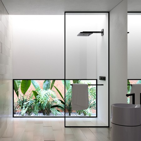 Душова перегородка Liberta JUVENTUS графіт, 1200 R, профіль RAL9005(black) mat, h 2490 (1 сорт) Liberta