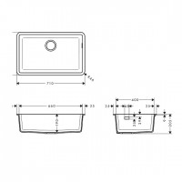 43432170 (S510-U660) Кухонна мийка під стільницю 710х450 Graphiteblack (1 сорт) HANSGROHE фото 1