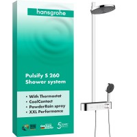 24240000 HG Pulsify Showerpipe 260 Душова система (верхній душ, ручний душ, термостат, душова стійка HANSGROHE фото 2