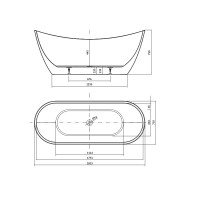 Ванна акрилова окремостояча овальна ZEN DOUBLE 182X71, із сифоном та хромованим донним клапаном clic Cersanit фото 3