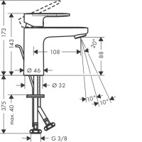 71551000 HG Vernis Blend Змішувач для раковини з д/к, хром (1 сорт) HANSGROHE фото 1