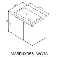 M85-FHX0551-WC0551WG38 X-Joy, База з раковиною, підвісна, 55 см, 2 дверцят, білий глянець (1 сорт) AM.PM фото 6