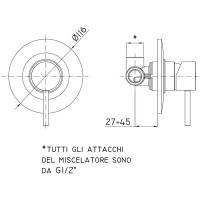 LIG010CR70  Light Змішувач для душу прихованого монтажу, хром (1 сорт) Paffoni фото 1