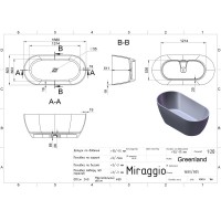 Ванна GREENLAND (MATT) 1680x805, колір білий, покриття матове (1 сорт) MIRAGGIO фото 2