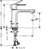 72557000 Rebris E Змішувач д/раковини 110 з д/к, хром (1 сорт) HANSGROHE фото 1