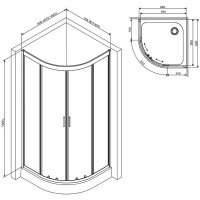 W90UG-401-090MT Душова кабіна Gem 1/4 Round 90x90 скло  прозоре, профіль матовий хром, без піддону ( AM.PM фото 7