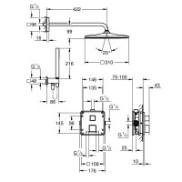 34868000 GRT Cube Душова система на 2 виходи,квадратна, 310 (1 сорт) Grohe фото 4