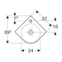 501.519.00.7 Selnova Compact кутова раковина, з отв для зміш., з переливом, білий глянець (1 сорт) Geberit фото 1