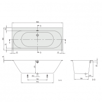 uBQ180OBR2DV-01 OBERON 2.0 Ванна 180х80 (1 сорт) VILLEROY  BOCH