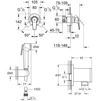 UA12164501 Bau Flow Комплект прихованого монтажу гігієнічного душу (3пак) (1 сорт) Grohe фото 3