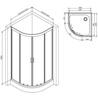 W90UG-401-100MT Душова кабіна Gem 1/4 Round 100x100 скло прозоре, профіль матовий хром, без піддону  AM.PM фото 8