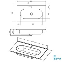 074817V ACQUA Тумба 80 з овальною раковиною, темний горіх (1 сорт) Devit фото 5