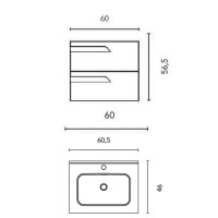 C0072604 (125617+126222) Тумба VITALE 60 на 2 ящики, білий + раковина керамічна Slim, білий глянець  ROYO фото 4