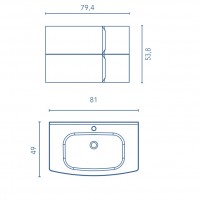 C0073311 (126477+123067) Тумба WAVE 80 на 2 ящики, білий матовий + раковина керамічна Trend (1 сорт) ROYO фото 1