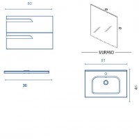 С0072387 Vitale 80 Комплект: 125624 тумба під раковину 80 см+123343 раковина 80 см+121517 дзеркало+1 ROYO фото 1