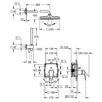 25289000 Eurocube OHM Душова система на 2 виходи, квадратна, 250 (1 сорт) Grohe фото 3