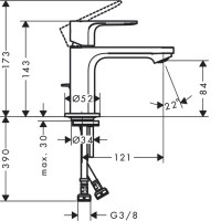 72550000 Rebris E Змішувач д/раковини 80 з д/к, хром (1 сорт) HANSGROHE фото 1