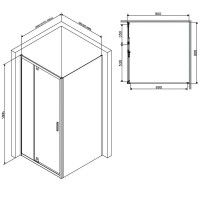 W90UG-404-090BT  Душ. кабіна Gem Square Pivot 90x90, чорний мат (1 сорт) AM.PM фото 7