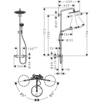 26890700 Croma Select S 280 1jet Showerpipe Душова система д/душа (1 сорт) HANSGROHE фото 1