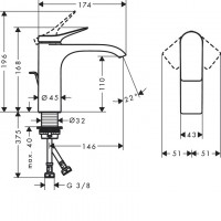 75020700 Vivenis Змішувач д/раковини з д/к, білий матовий (1 сорт) HANSGROHE фото 1