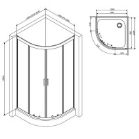 W90UG-401-100BT Душ. кабіна Gem 1/4 Round 100x100 скло прозоре, профіль чорний матовий, без піддону  AM.PM фото 7