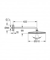 22121KF0 Rainshower Mono 310 Верхній душ з кронштейном, чорний (1 сорт) Grohe фото 2