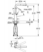 30504KF0 Essence OHM Змішувач для кухні, чорний (1 сорт) Grohe фото 1