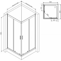 W90UG-403-090MT Душова кабіна Gem Square Slide 90x90 скло прозоре, профіль матовий хром (1 сорт) AM.PM фото 1