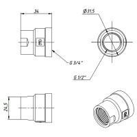 M14C Хром FADO Муфта редукційна 1/2x3/4 (1 сорт) FADO фото 1