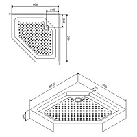 W90UT-405-090BT 5-кутовий душовий піддон  Gem 90x90, білий (1 сорт) AM.PM фото 1