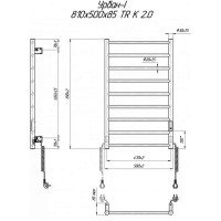 2.3.8300.10.WM Рушникосушка Урбан-I  810x500/85 TR K 2.0, в комплекті з кабелем і вилкою та набором  Mario фото 1