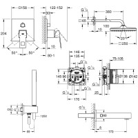 UA26417SC2 Eurocube Tempesta Cube 250 Набір для комплектації душу з виливом, 3 споживачі (1 сорт) Grohe фото 1