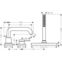 73447000 HG Tecturis S Зовнішня частина змішувача на борт ванни на 3 отв., хром (1 сорт) HANSGROHE фото 1