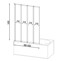 WU80BS-100-140CT Like Шторка на борт ванни 100х140, поворотно-складна, скло прозоре, хром (1 сорт) AM.PM фото 1