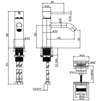 Z00701000094005 TEO-M (MEDIUM) Змішувач для раковини з донним клапаном, SATIN NICKEL (1 сорт) Bossini фото 1