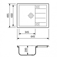 Мийка кухонна Adamant ANILA 645х495х200 графіт-13 без отвору для змішувача та переливом (1 сорт) ADAMANT фото 2