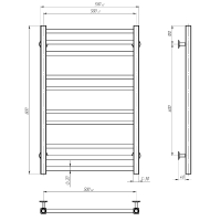 OV500800EB OVALE Рушникосушарка електрична П10 500х800 з нержавійки, колір чорний матовий структуров Devit