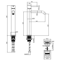 Z00703000073005 TEO-T (TALL) Змішувач для раковини з донним клапаном, чорний матовий (1 сорт) Bossini фото 1