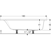 554.386.01.1 Selnova Square Ванна прямокутна з ніжками, 180х80см, біла (1 сорт) Geberit фото 3