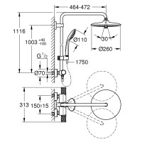 27296003 Euphoria System 260 Душова система д/душу з термостатом (1 сорт) Grohe фото 5