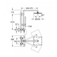 26187000 Euphoria XXL 230 Душова система з термостатом (1 сорт) Grohe фото 1