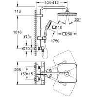 26689001 New Tempesta Cosmopolitan System 250 Душова система з термостатом (1 сорт) Grohe фото 5