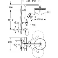 26670001 New Tempesta Cosmopolitan System 250 Душова система з термостатом (1 сорт) Grohe фото 2