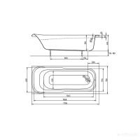 XWP357000N Ванна акрилова прямокутна SENSA 170x70 см, біла, без ніжок (1 сорт) KOLO