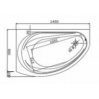 5533000 SUPERO Ванна акрилова асиметрична 145x85 см, злив зліва, колір білий, в комплекті з ніжками  KOLO фото 1